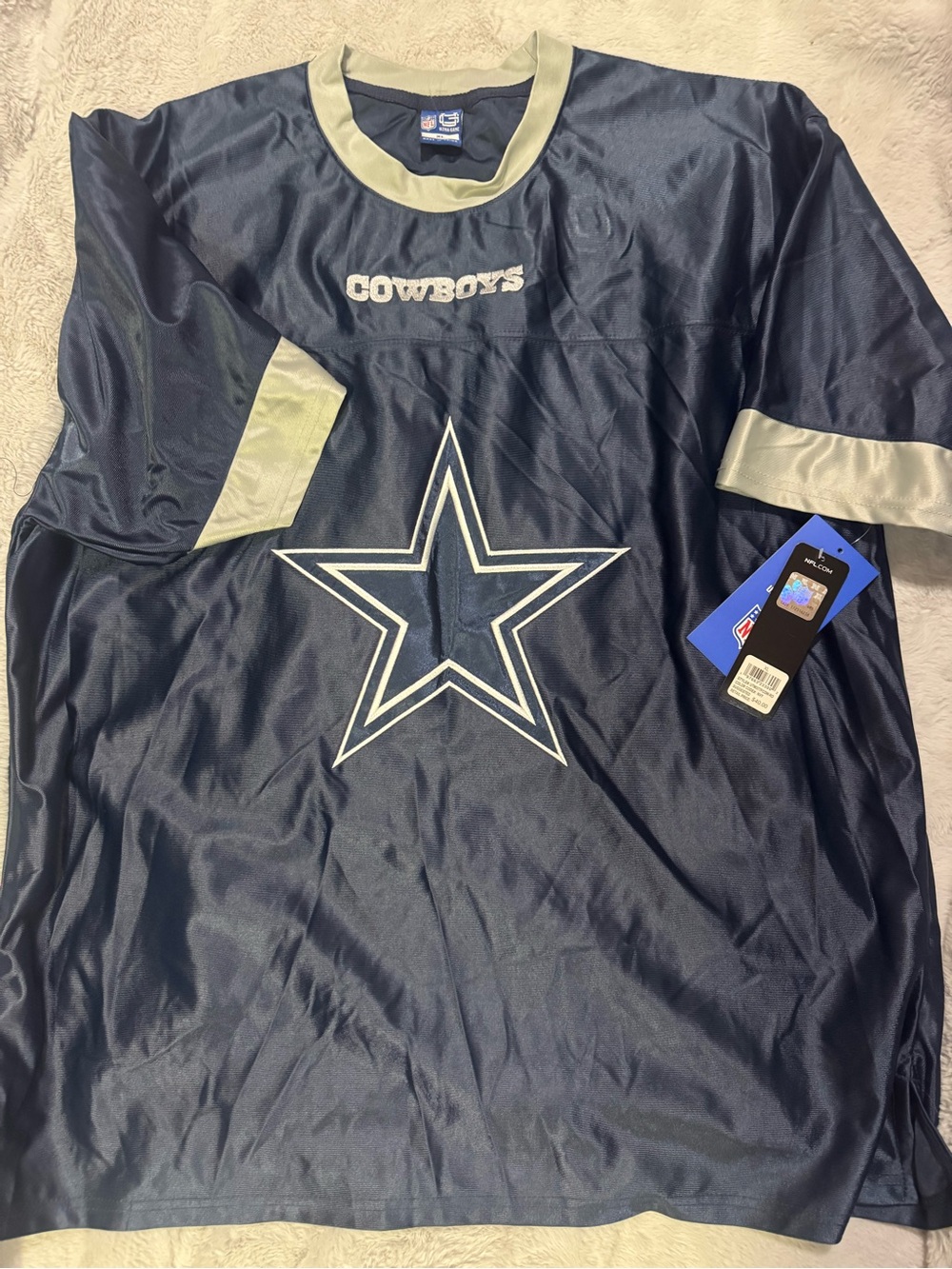 NFL Navy and Silver Dallas Cowboys Fan Jersey Collar Detail